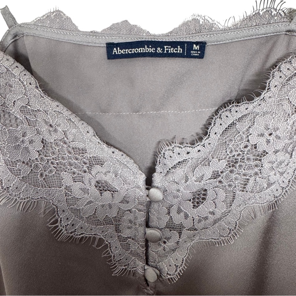Abercrombie & Fitch Muted Lilac Cami Bodysuit Lace Romantic Eyelash Snap Button - Picture 3 of 8